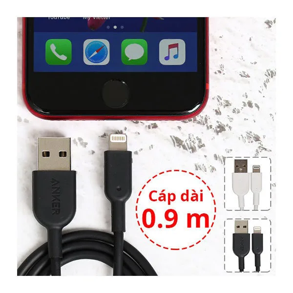 Cáp Lightning MFI 0.9m Anker Powerline II A8432